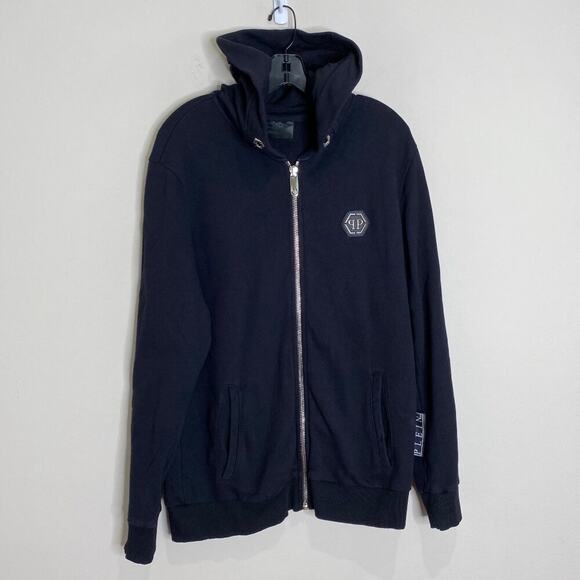 Philipp Plein Crystal Rhinestone Half Skull Hoodie *Black* Sz XL - Picture 3 of 14